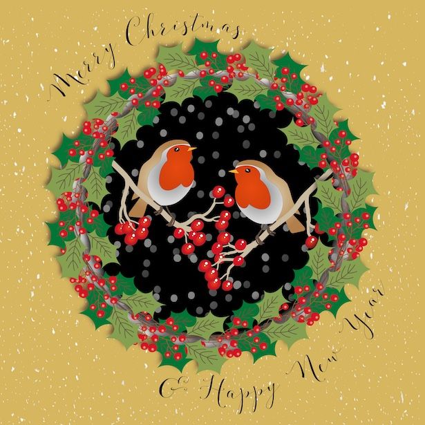 Merry Christmas Berry Robins