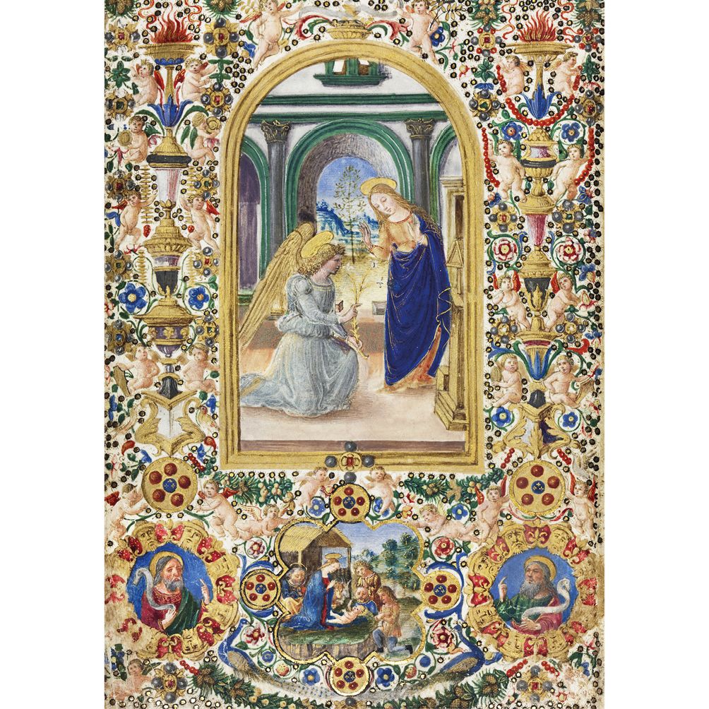 Leaf from a Book of Hours Annunciation, Nativity and Two Prophets c1485
