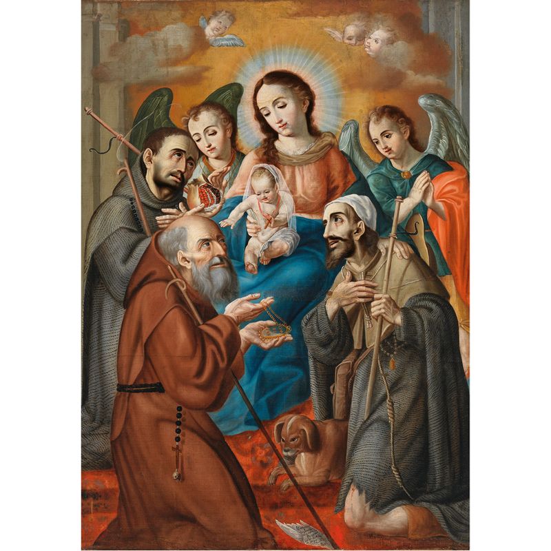 Virgin and Child with Saints Francis of Paola by Joaqui_n Caraballo