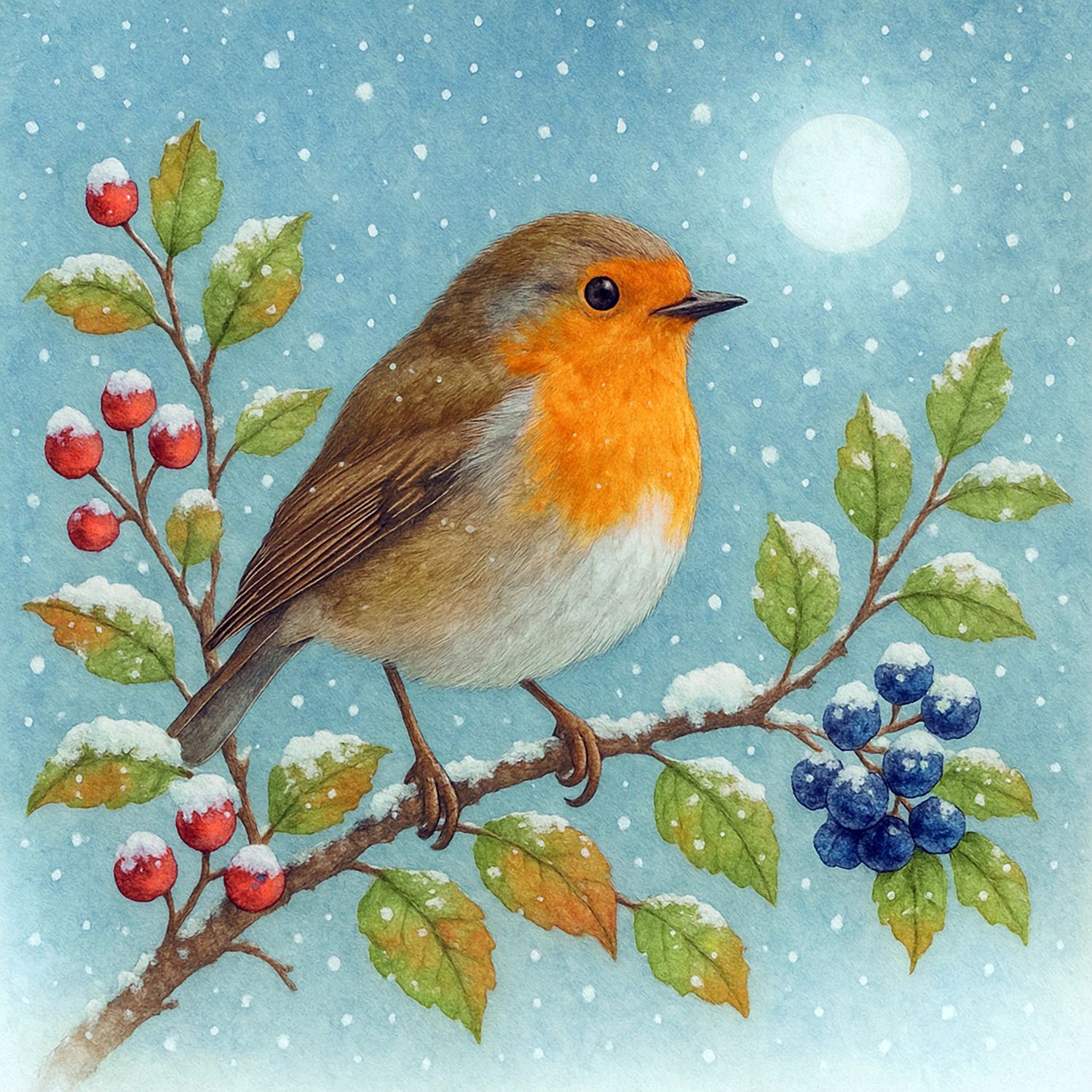 Moonlit Berry Robin