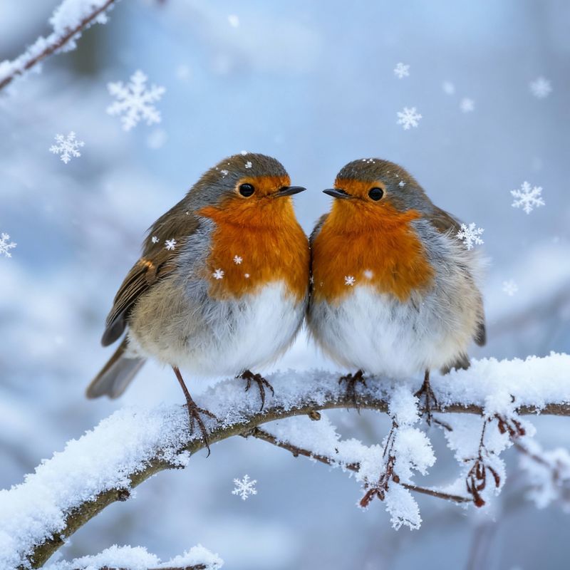 Snowy Branch Robins