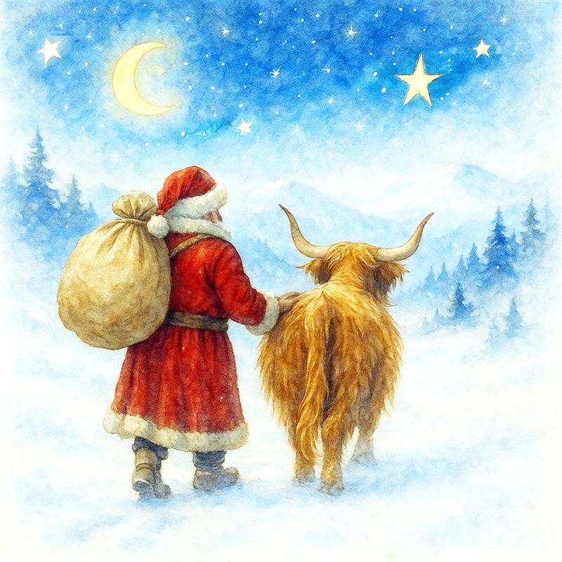 Santa's Highland Cow