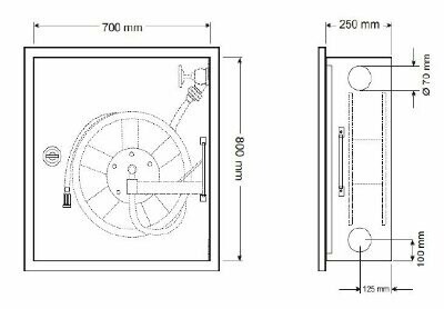 Wandhydrantenschrank Einbau 700 x 800 x 250 mm