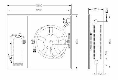 Wandhydrantenschrank Einbau 1050 x 880 x 250 mm