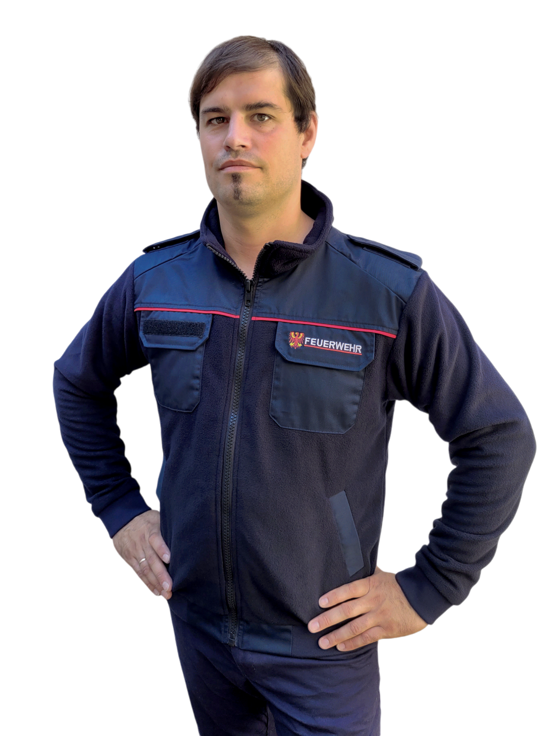Fleecejacke Feuerwehr Brandenburg mit Schulterklappen Fleecejacke Feuerwehr Brandenburg mit Schulterklappen
