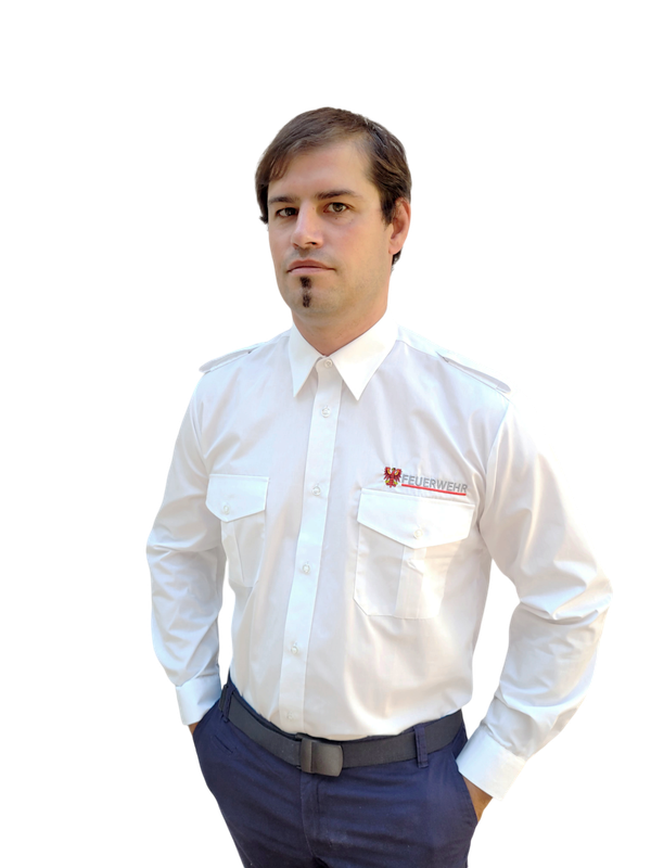 Feuerwehr Brandenburg Hemd Langarm weiß