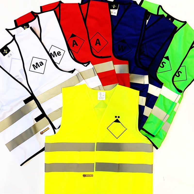 Feuerwehr Gruppen Kennzeichnungswesten Satz a 9 Stück Gr. XXL