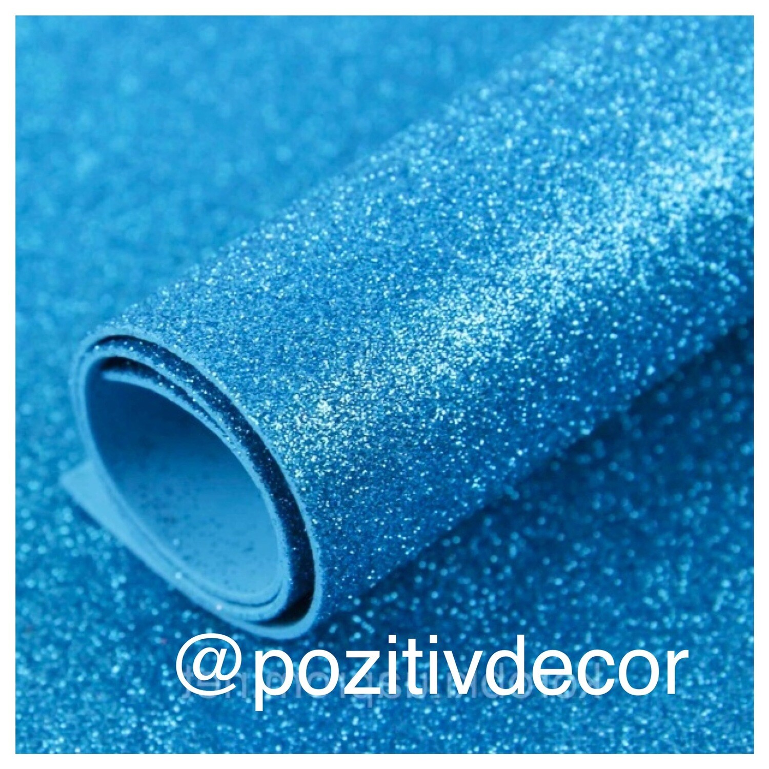 Фоамиран глиттерный, рулонный, 2 мм, цвет - голубой , ширина 1м