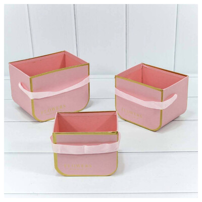 Набор из 3-х коробок, цвет - розовый