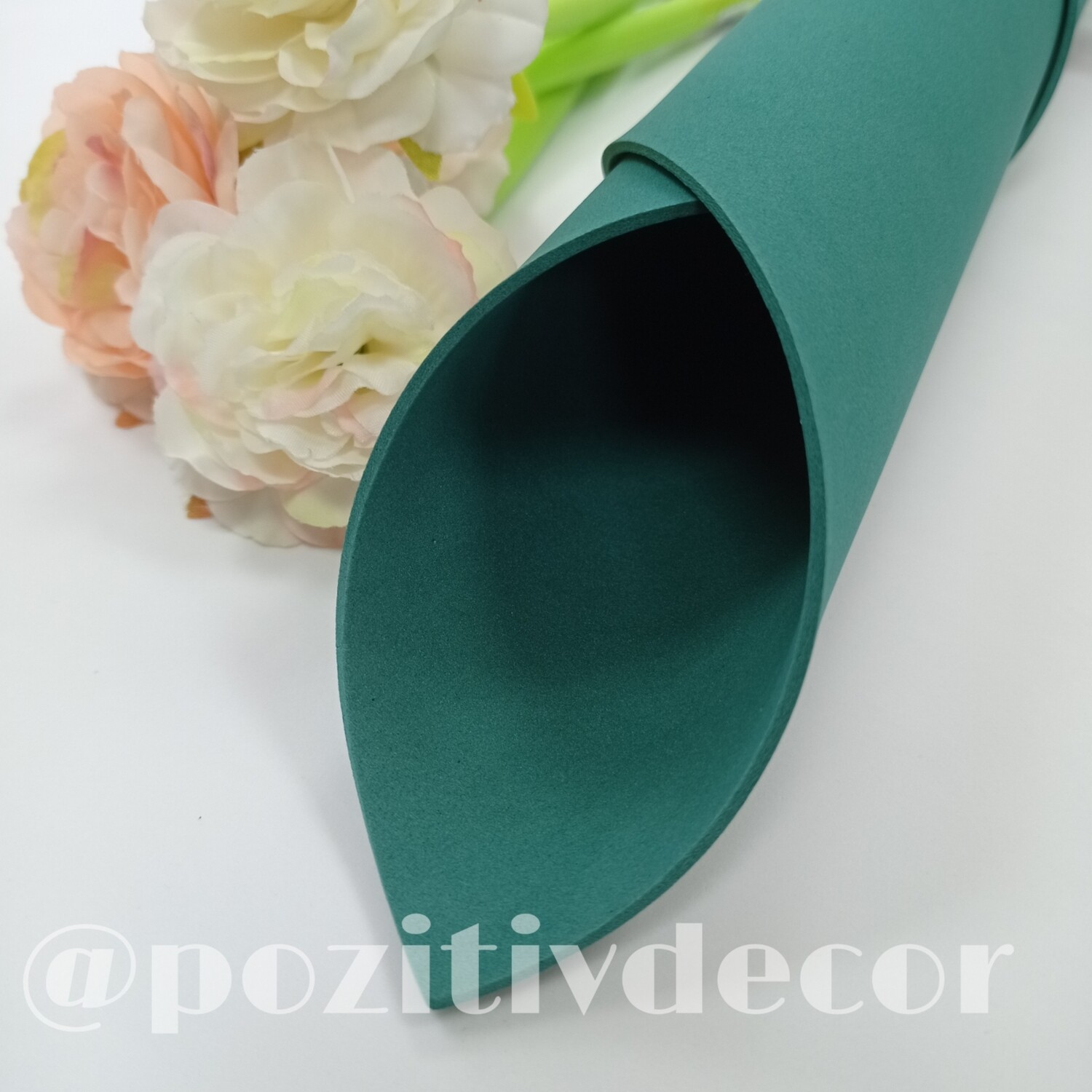 Фоамиран в листах 50х50 см, 2 мм, цвет - глубокая зелень, color - 4082, (цена за 1 лист)