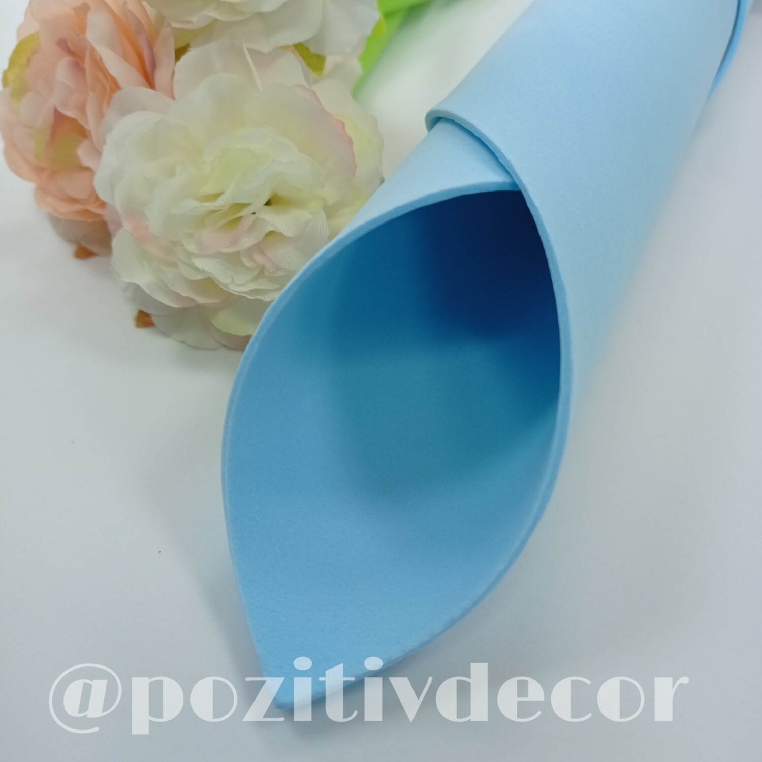Фоамиран в листах 50х50 см, 2 мм, цвет - голубой, (цена за 1 лист)