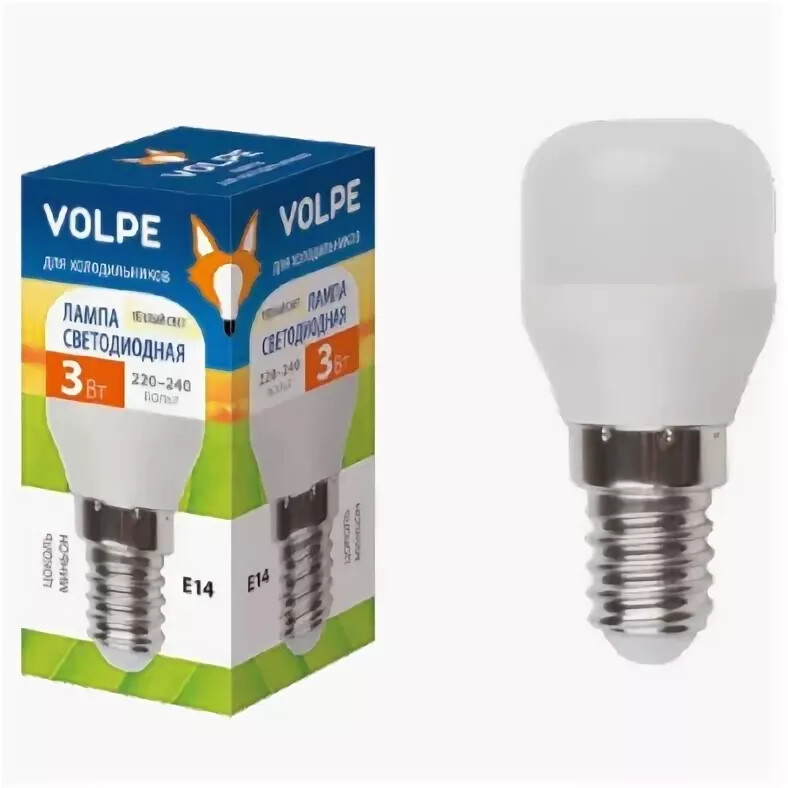 Лампа светодиодная для холодильников, TM Volpe, 3W/E14. Теплый белый свет