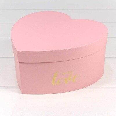 Набор из 3-х коробок «СЕРДЦЕ с надписью Love», цвет- розовый