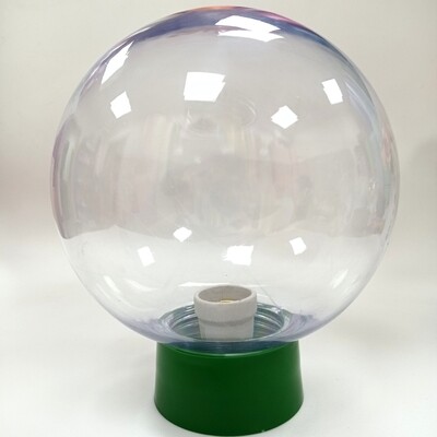 Плафон прозрачный (ударопрочный пластик) диаметр 20 см с ЗЕЛЁНЫМ основанием, цоколь Е27