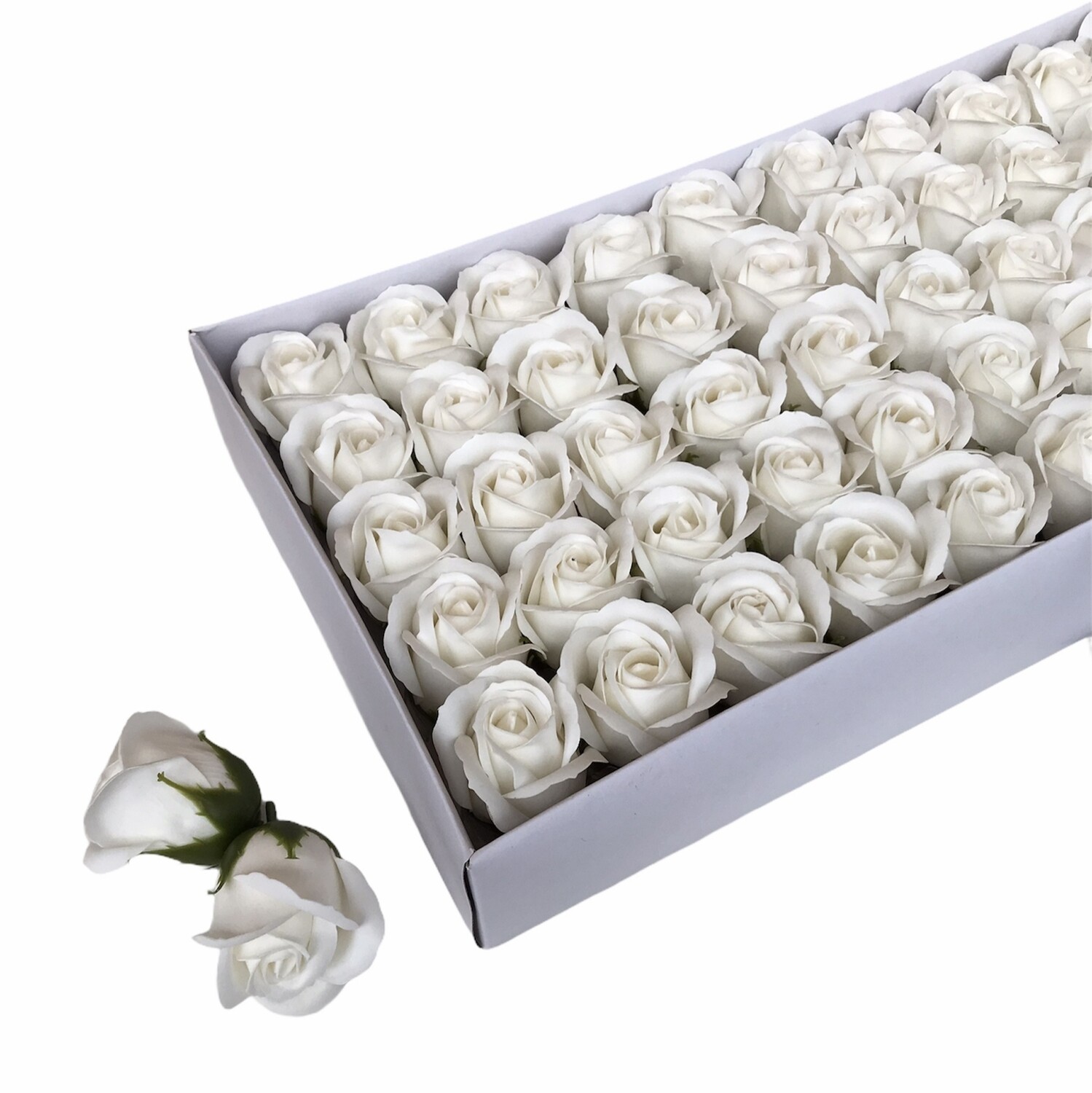 Мыльные розы, цвет - БЕЛЫЙ, размер 5х5 см, 50шт.