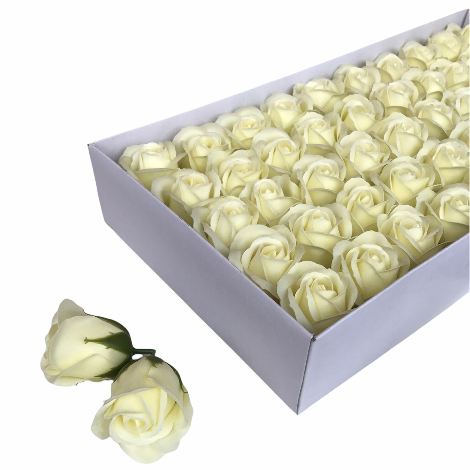 Мыльные розы, цвет - ШАМПАНЬ, размер 5х5 см, в упаковке 50 шт