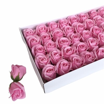 Мыльные розы, цвет - РОЗОВЫЙ, размер 5х5 см, в упаковке 50 шт