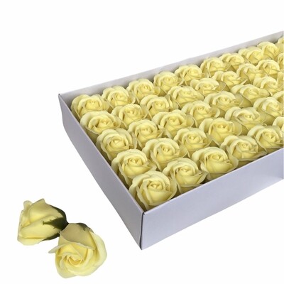 Мыльные розы, цвет - ЛИМОННЫЙ, размер 5х5 см, в упаковке 50 шт