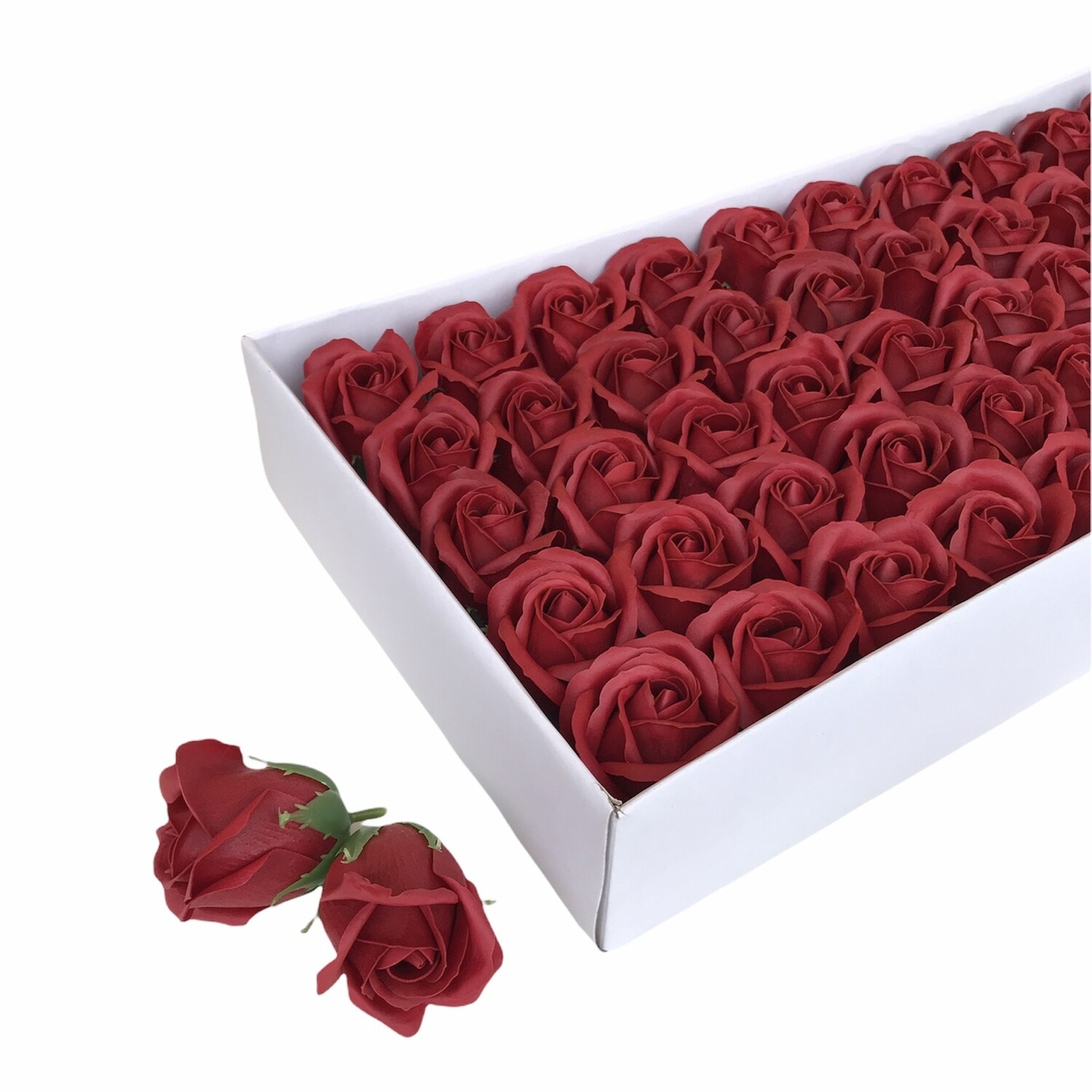 Мыльные розы, цвет - БОРДО, размер 5х5 см, в упаковке 50 шт