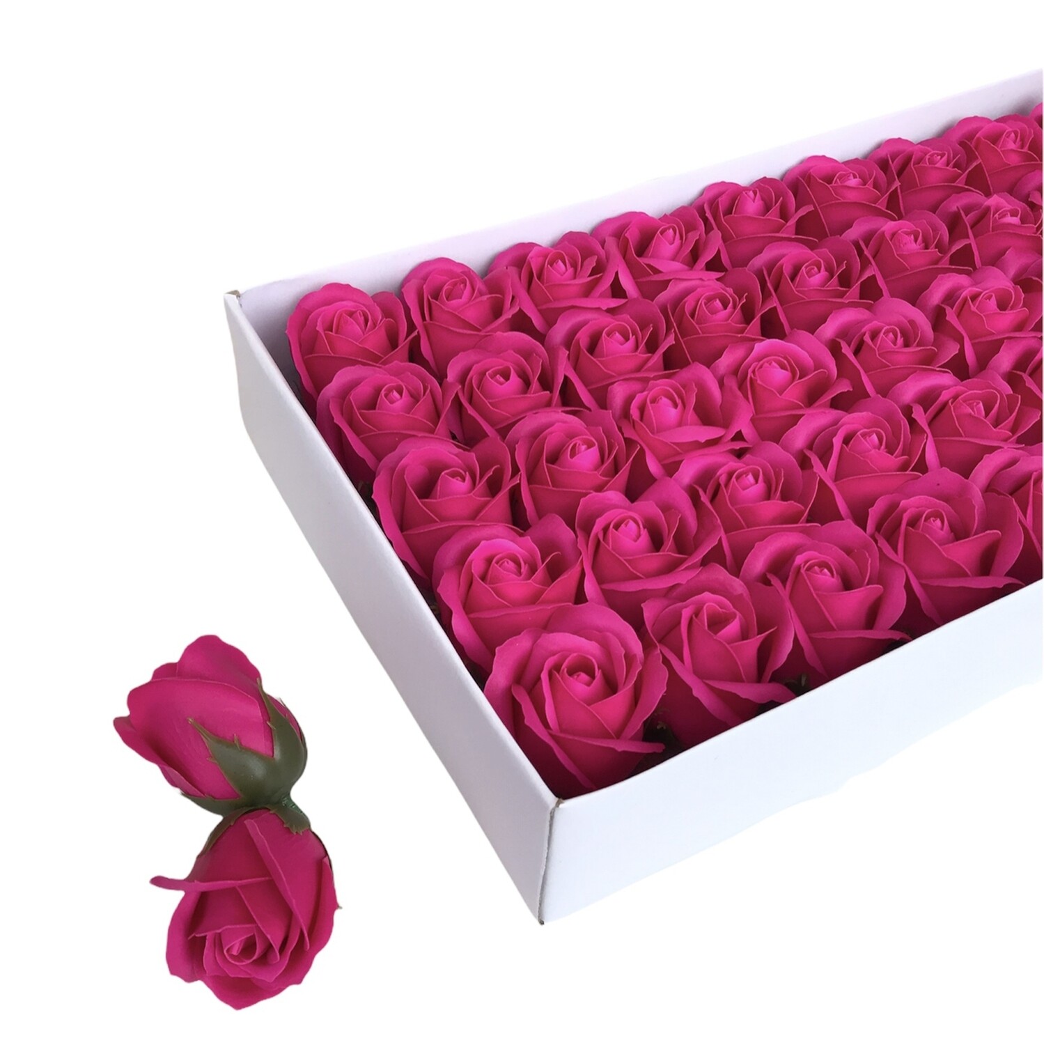 Мыльные розы, цвет - ФУКСИЯ, размер 5х5 см, в упаковке 50 шт