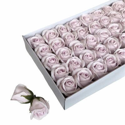 Мыльные розы, цвет - ХОЛОДНЫЙ РОЗОВЫЙ, размер 5х5 см, в упаковке 50 шт