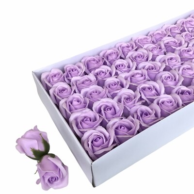 Мыльные розы, цвет - СИРЕНЬ, размер 5х5 см, в упаковке 50 шт