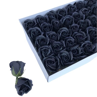 Мыльные розы, цвет - ЧЕРНЫЙ, размер 5х5 см, в упаковке 50 шт