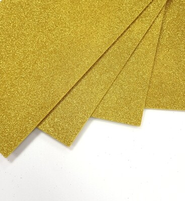 ​​​Глиттерный фоамиран светлое золото 2мм с клеевой основой, 20х30см (цена за 1 лист)