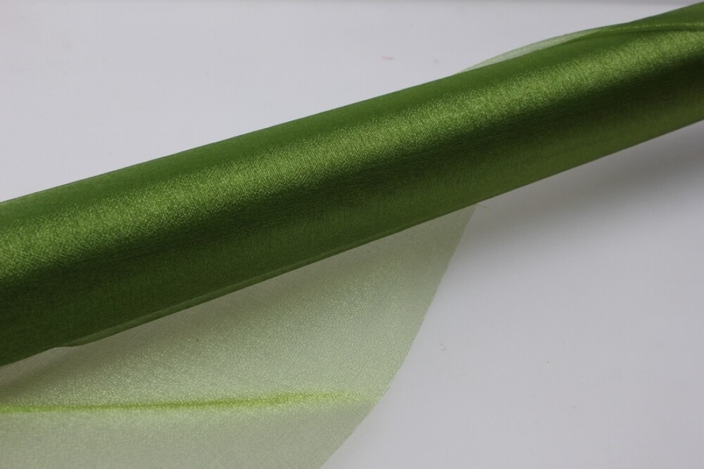 Уценка - флористическая органза темно-зеленый (70х10см) рулон