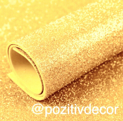 Фоамиран глиттерный, рулонный, цвет - желтое золото, толщина 1,5мм, ширина 1м