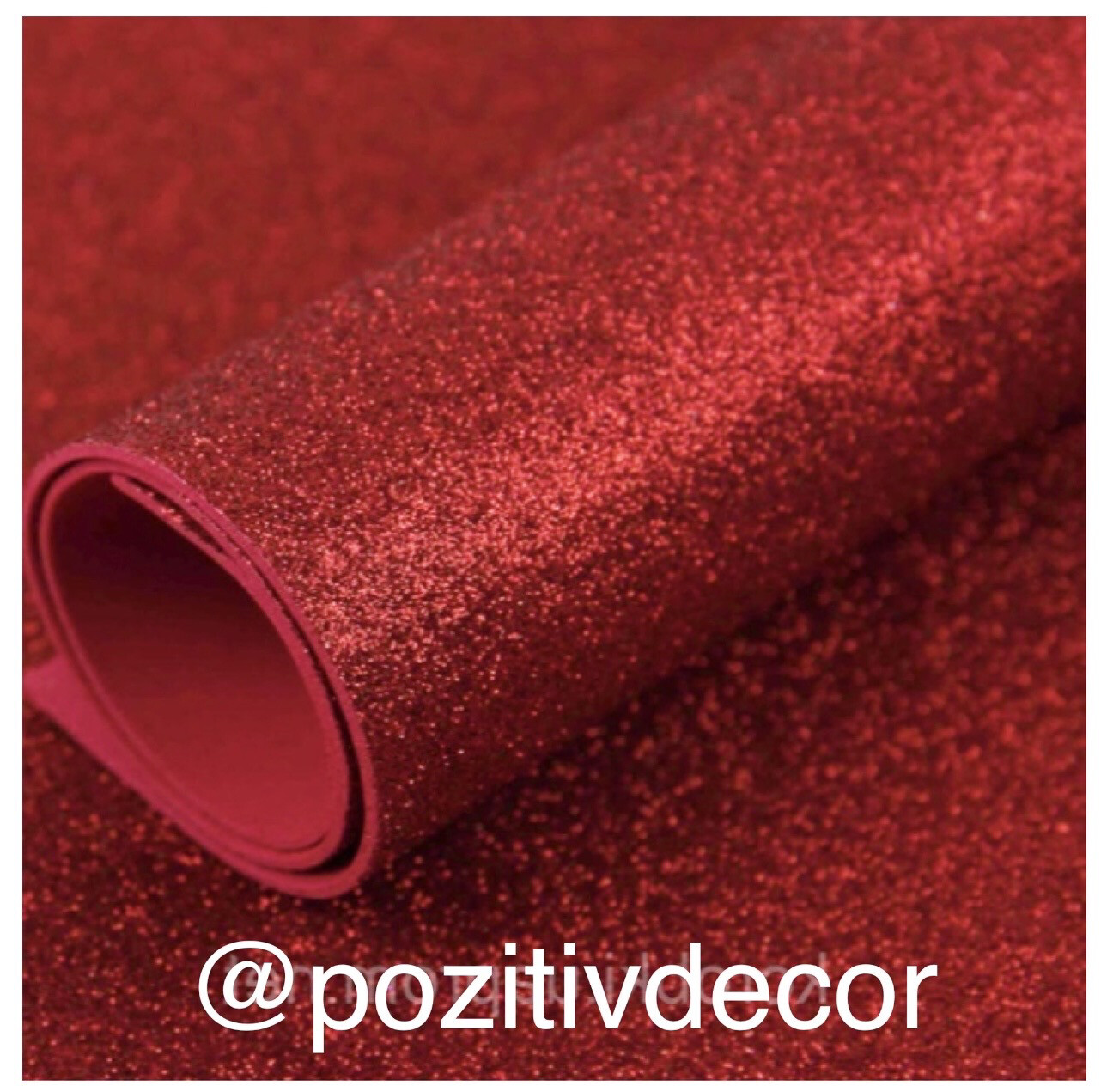 Фоамиран глиттерный, рулонный, цвет - красный, толщина 1,5 мм, ширина 1м