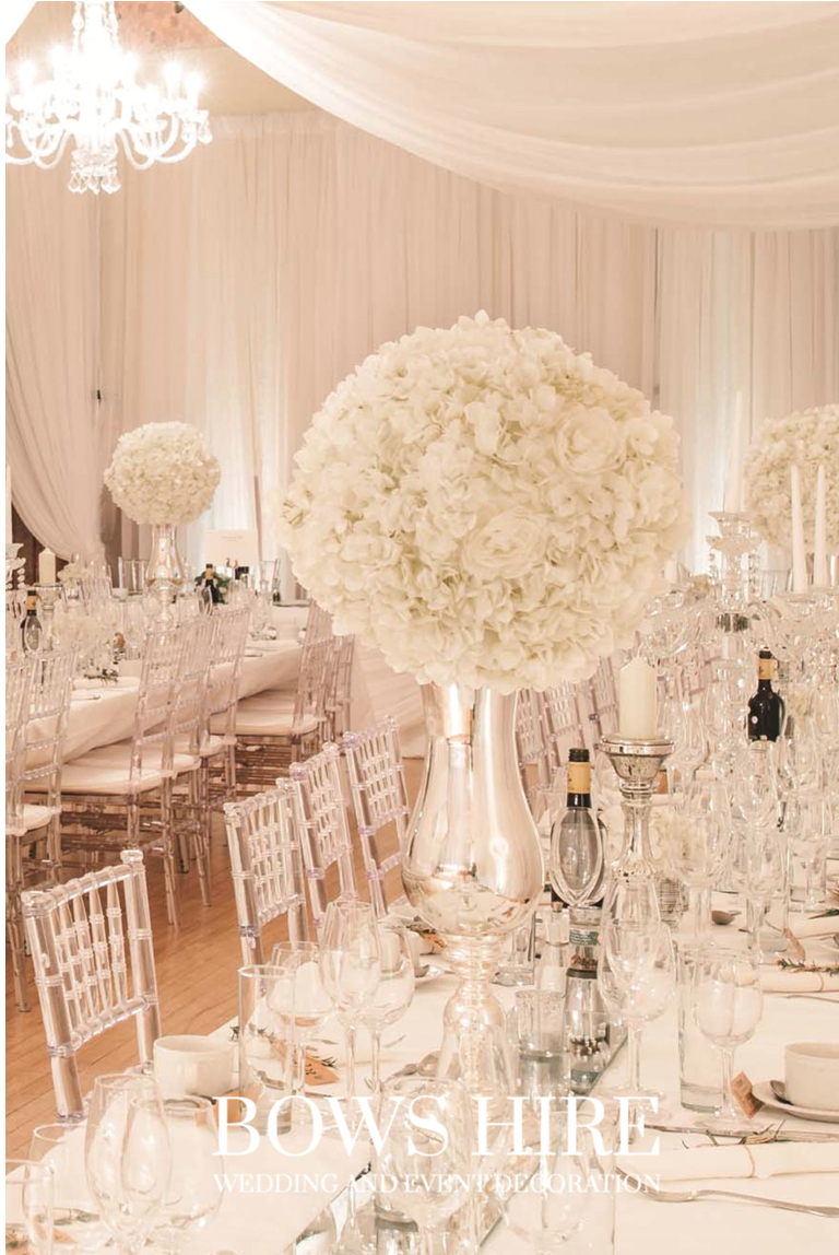Silver Vases with Ivory Peonies &amp; Hydrangeas