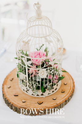 Large Birdcage with Silk Flowers