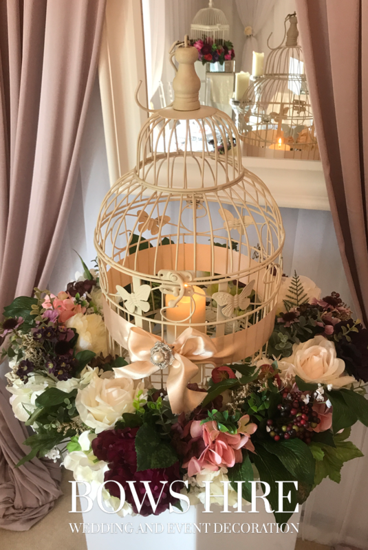 Large Birdcage with Silk Flowers