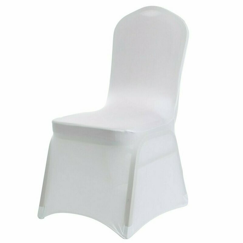 White Lycra Stretch Chair Cover &amp; Organza Sash