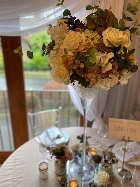Martini Vase with Large Flora Flowers