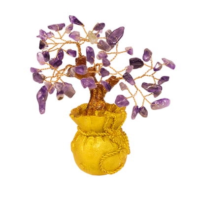 014884 Дерево Аметист фиолетовый 15 см в мешке,  золото, натуральный камень