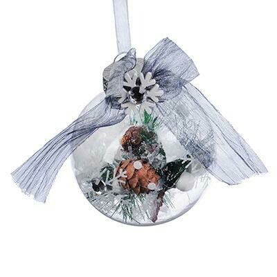 397-234 Подвеска шар прозрачный с принтом 8 см, пластик, стразы, декор