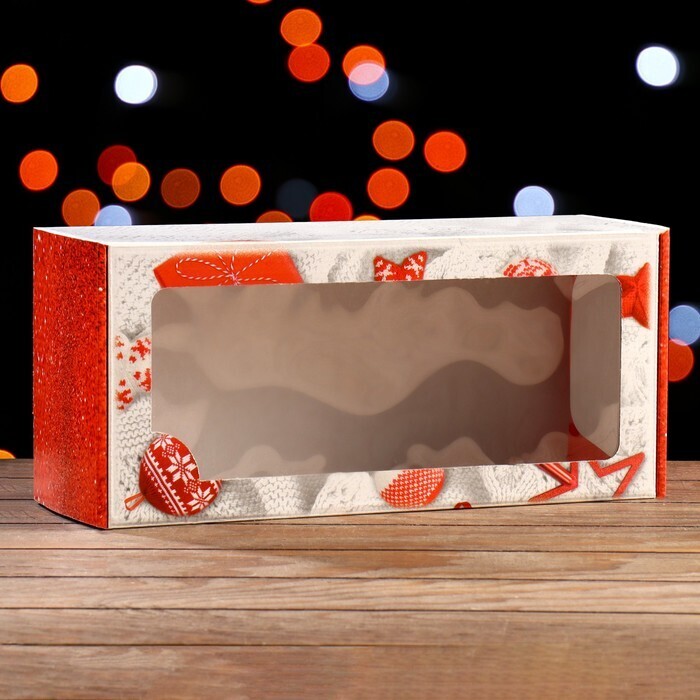 9080930 Коробка самосборная, с окном, "Желанные подарки 2", 16 х 35 х 12 см