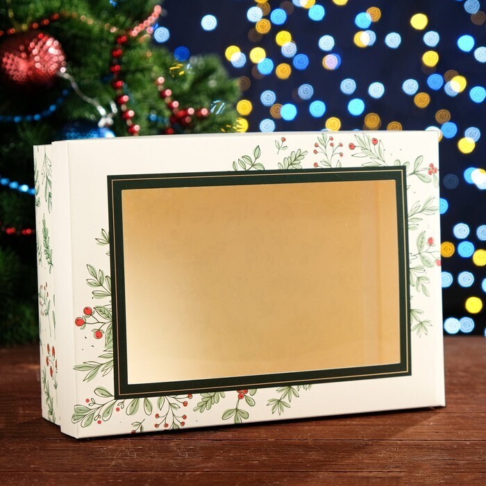 9139709 Подарочная коробка, с окном, сборная "Волшебный Новый Год", 24 х 17 х 8 см