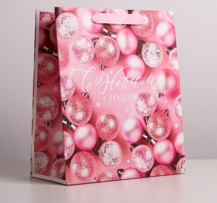 4843457 Пакет ламинированный вертикальный «Розовые шарики», ML 23 × 27 × 11,5 см