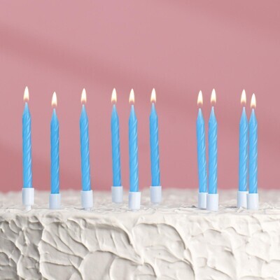 3119578 Свечи для торта "Неон", 10 шт, синие, 7 см
