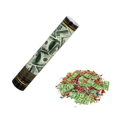 399-144 Хлопушка пневматическая, денежная, 30 см, наполнитель бумага 100 долларов и конфетти
