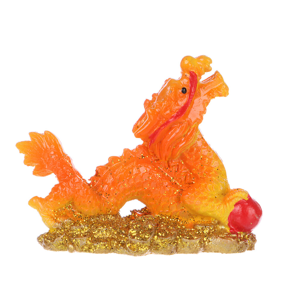 398-467  Сувенир "Китайский огненный дракон", оранжевый 6,7х3,7х4,8, полистоун