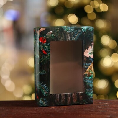 9139699 Подарочная коробка, с окном, сборная "Merry Christmas", 21 х 15 х 7 см