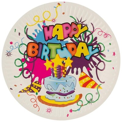 007148 Набор бумажных тарелок "Happy Birthday" Волшебная страна 18 см (6шт)