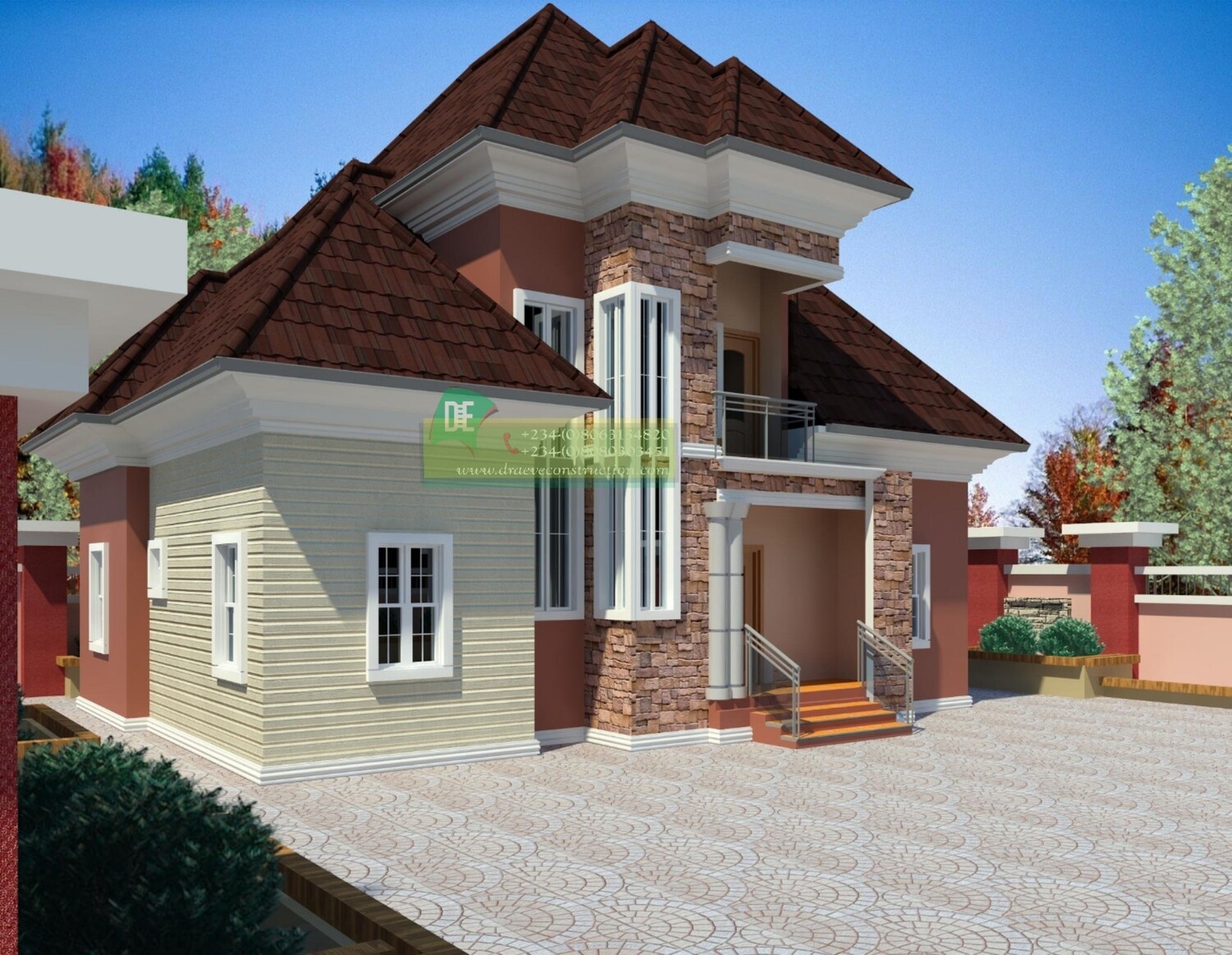3 Bedroom Bungalow with Penthouse Floorplans with Key Construction Materials Estimate | Nigerian House Plans