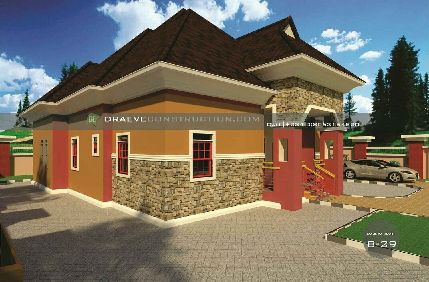 3 Bedroom Bungalow Floor Plan with Key Construction Materials Estimate | Nigerian House Plans