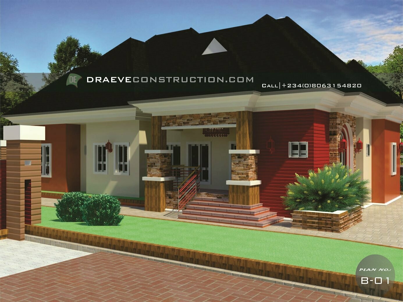 4 Bedroom Bungalow Floorplan with Key Construction Materials Estimate | Nigerian House Plans