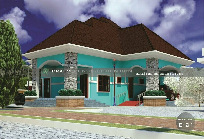 4 Bedroom Bungalow Floorplan with Key Construction Materials Estimate | Nigerian House Plans